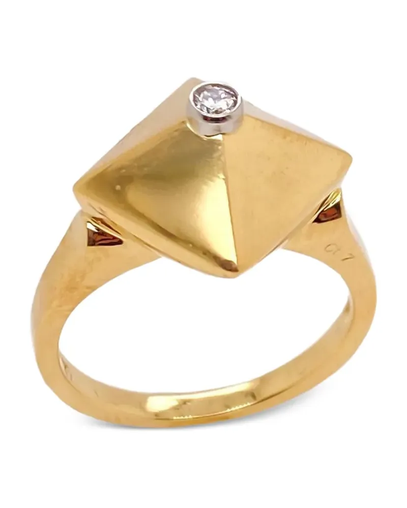 Brooks Brothers 18kt mini Accent Piramide Gelbgoldring mit Diamant Gold