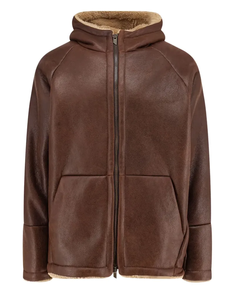 Salvatore Santoro hooded leather jacket - Braun Braun