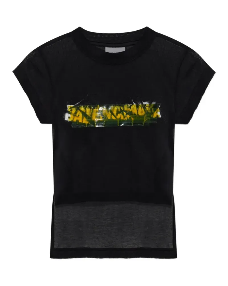 Balenciaga T-Shirt mit Logo-Print - Schwarz Schwarz