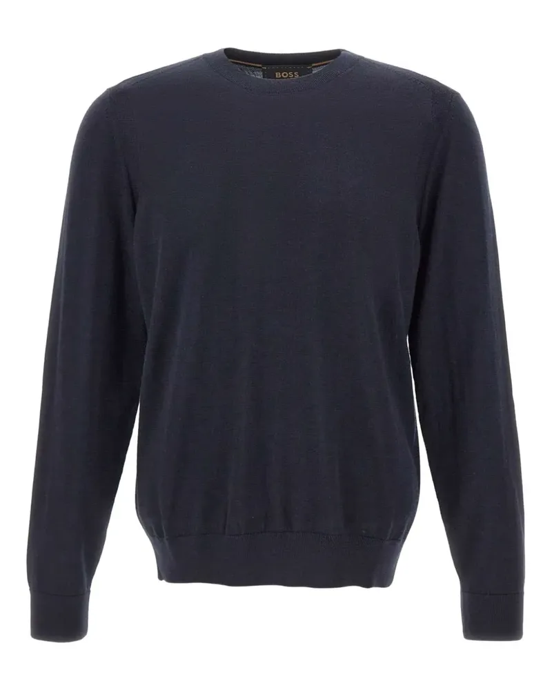 HUGO BOSS Pullover mit geripptem Saum - Blau Blau
