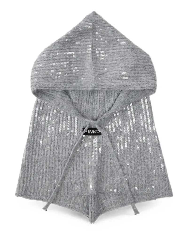 Pinko Gerippte Strick-Kapuze mit Pailletten - Grau Grau