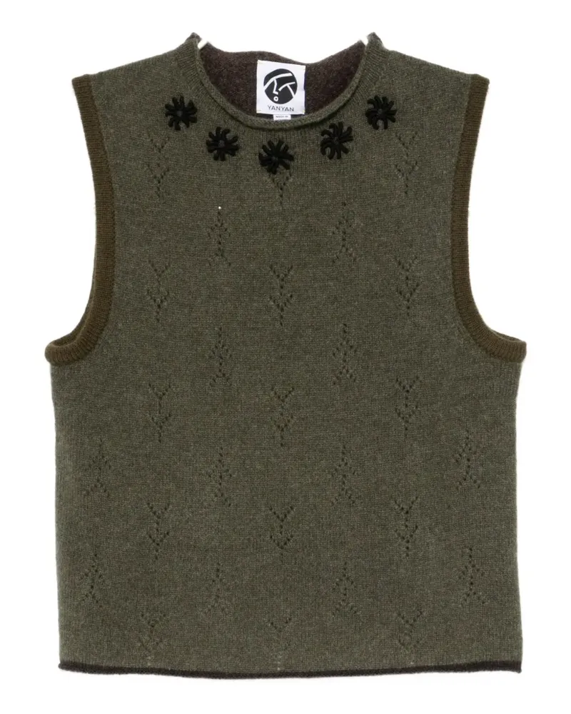 YANYAN KNITS Top mit Blumen-Stickereien - Grün Grün