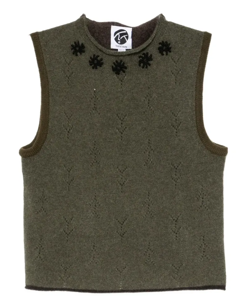 YANYAN KNITS Top mit Blumen-Stickereien - Grün Grün