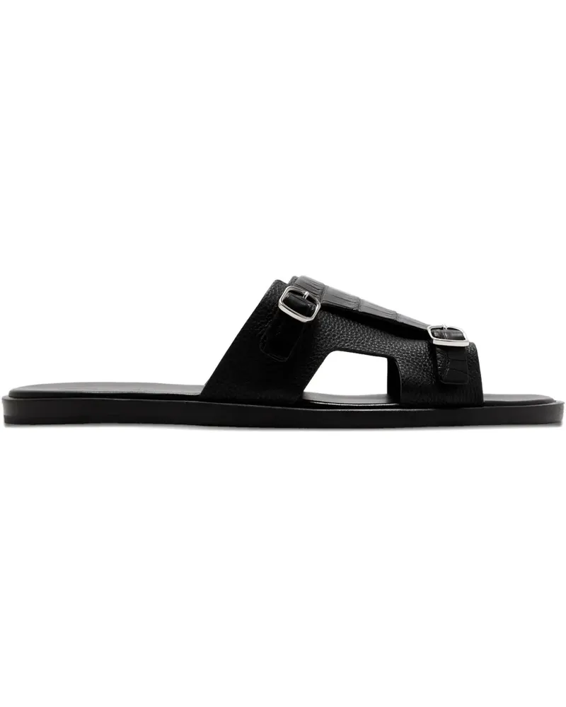 Santoni Sandalen mit Kroko-Effekt - Schwarz Schwarz