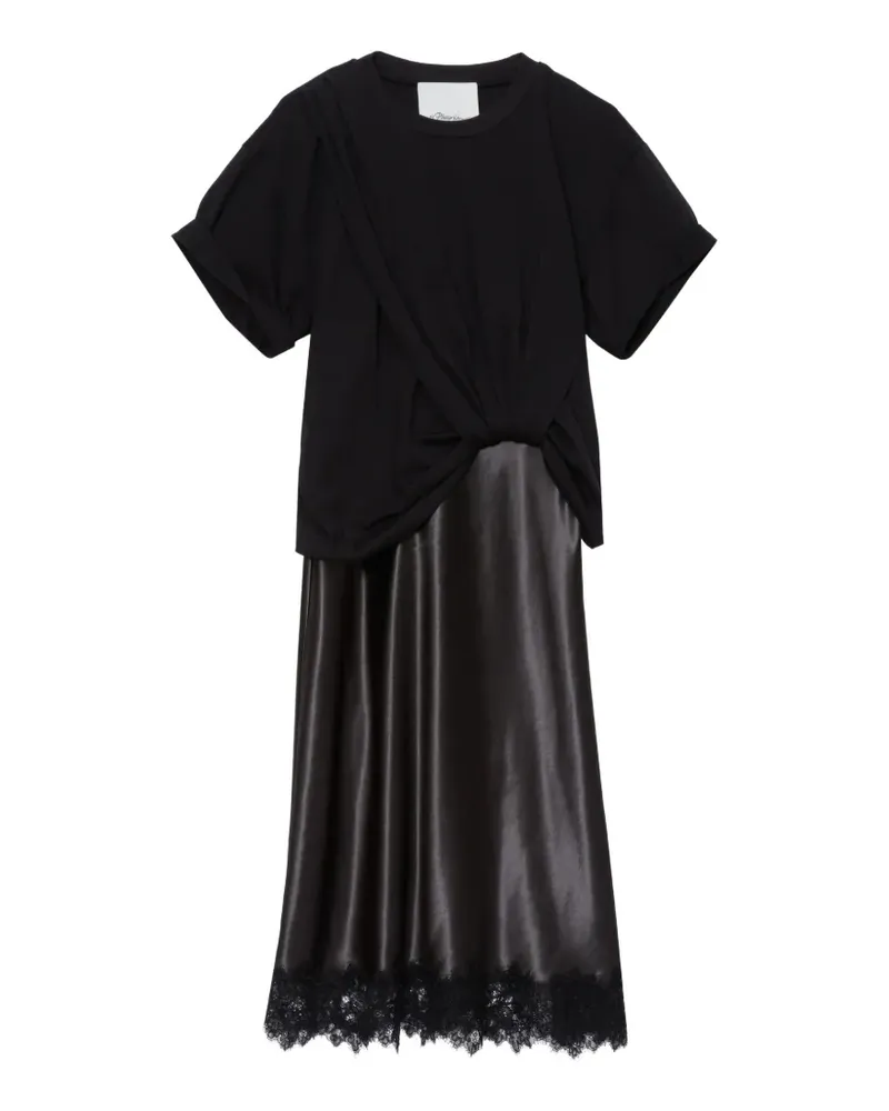 3.1 phillip lim knot lace trim midi dress - Schwarz Schwarz