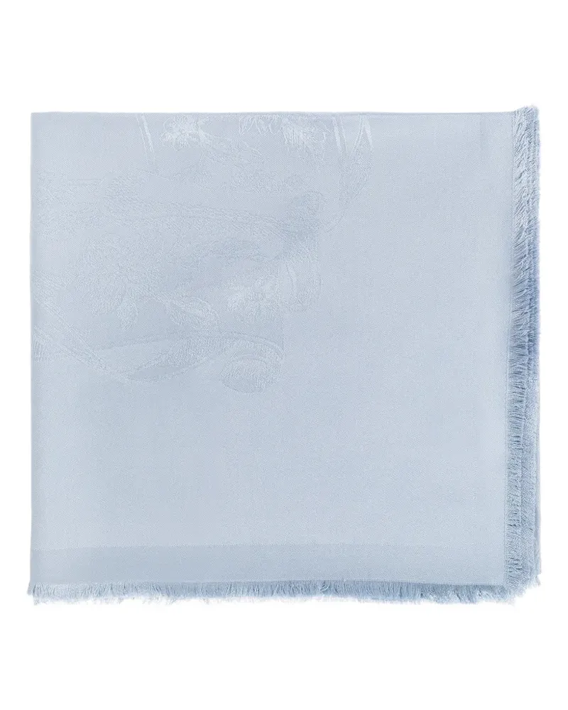 Ferragamo floral-jacquard frayed-edge scarf - Blau Blau