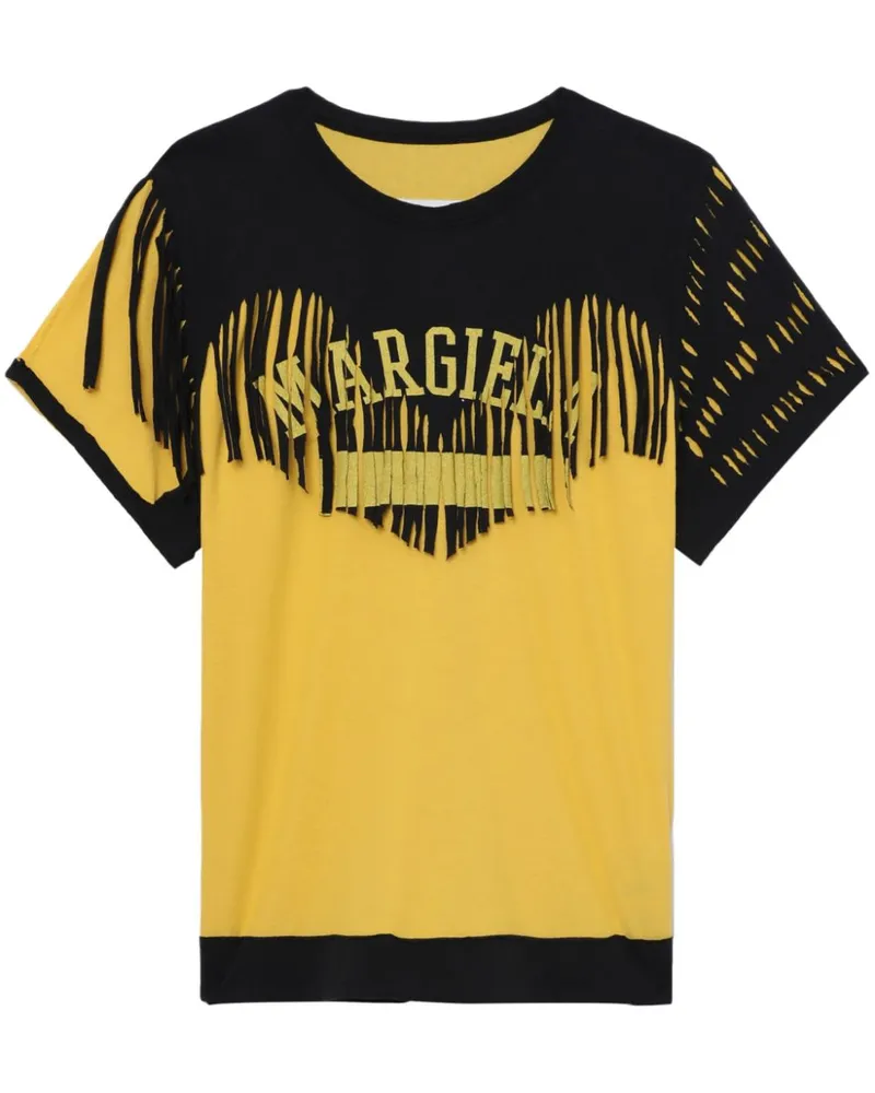 Maison Margiela Décortiqué T-Shirt mit Fransen - Schwarz Schwarz
