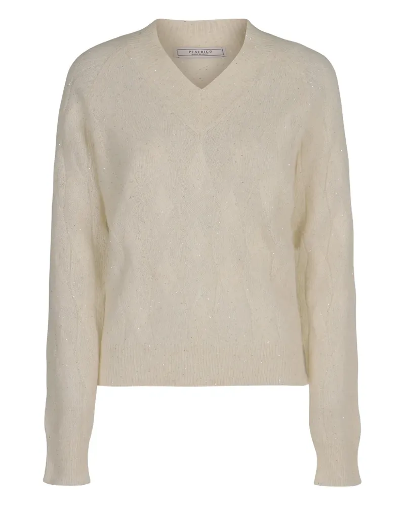 Peserico Zopfmuster-Pullover mit Pailletten - Nude Nude