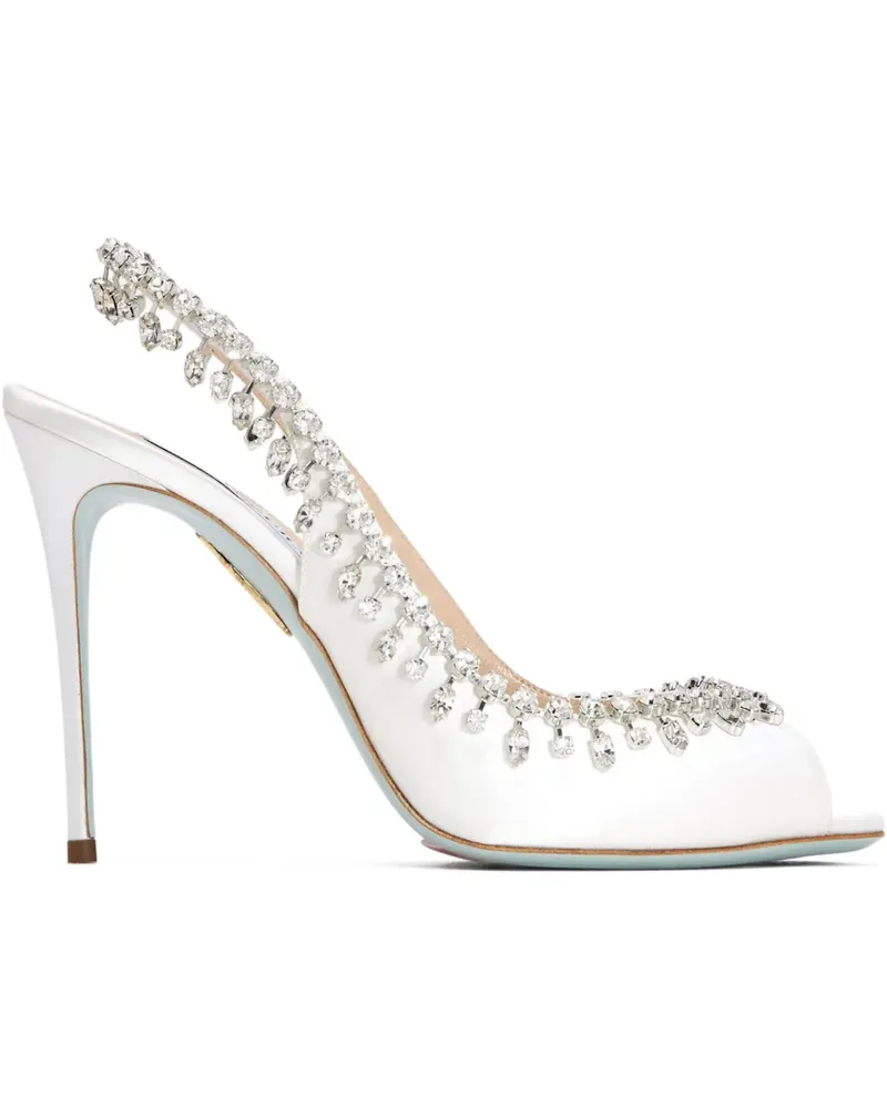 Aquazzura Temptation Slingback-Pumps mit Kristallen 105mm - Weiß Weiß