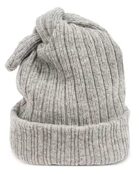 Moschino Geknotete Beanie mit Logo Grau