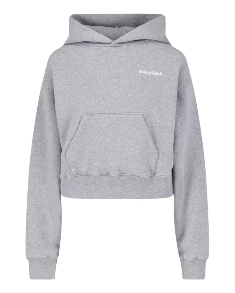 SPORTY & RICH logo-print cropped hoodie - Grau Grau