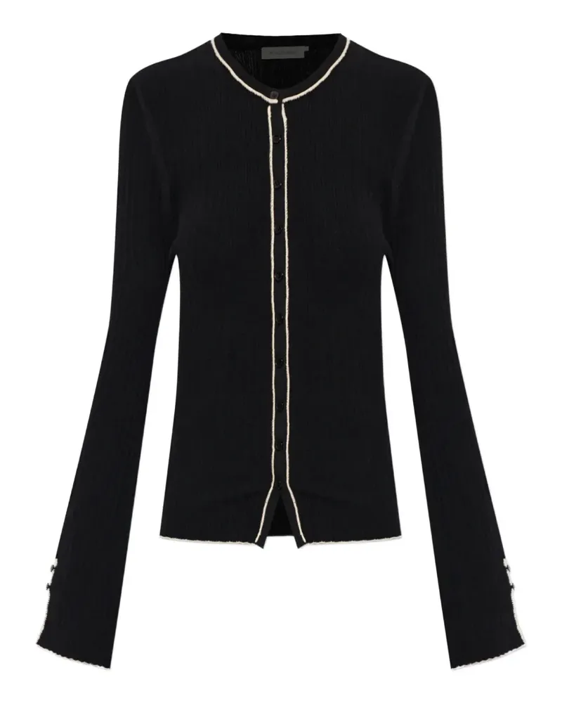 By Malene Birger Benny ribbed-knit contrast-trim cardigan - Schwarz Schwarz