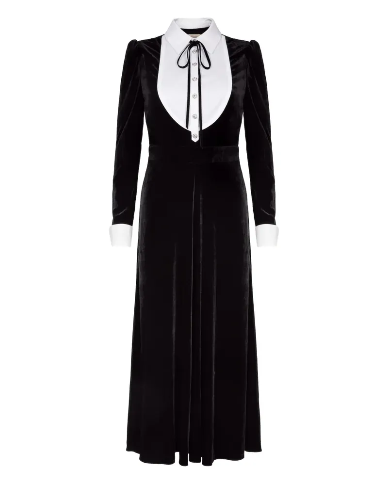 Temperley London Eliana Midikleid aus Samt - Schwarz Schwarz