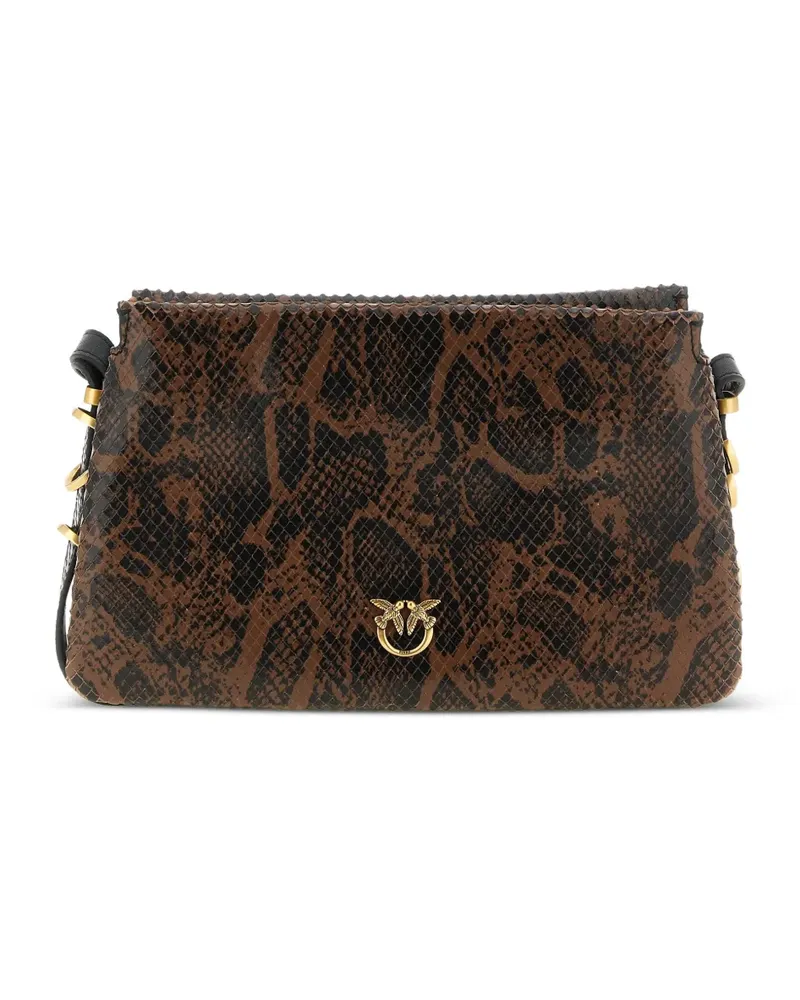 Pinko Love Birds Umhängetasche mit Python-Print - Braun Braun