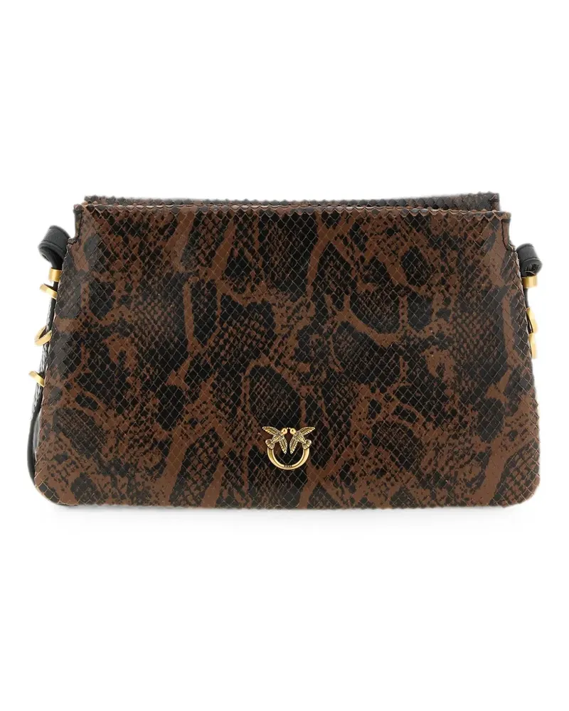 Pinko Love Birds python-print leather crossbody bag - Braun Braun