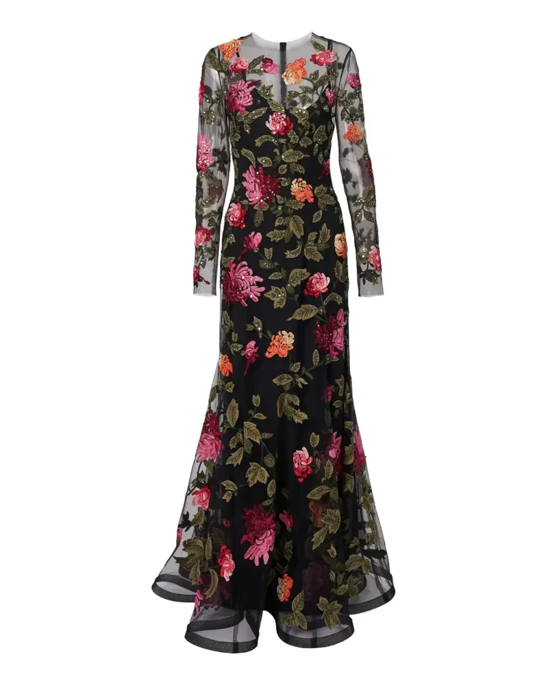 Carolina Herrera New York floral-embroidered maxi dress - Schwarz Schwarz
