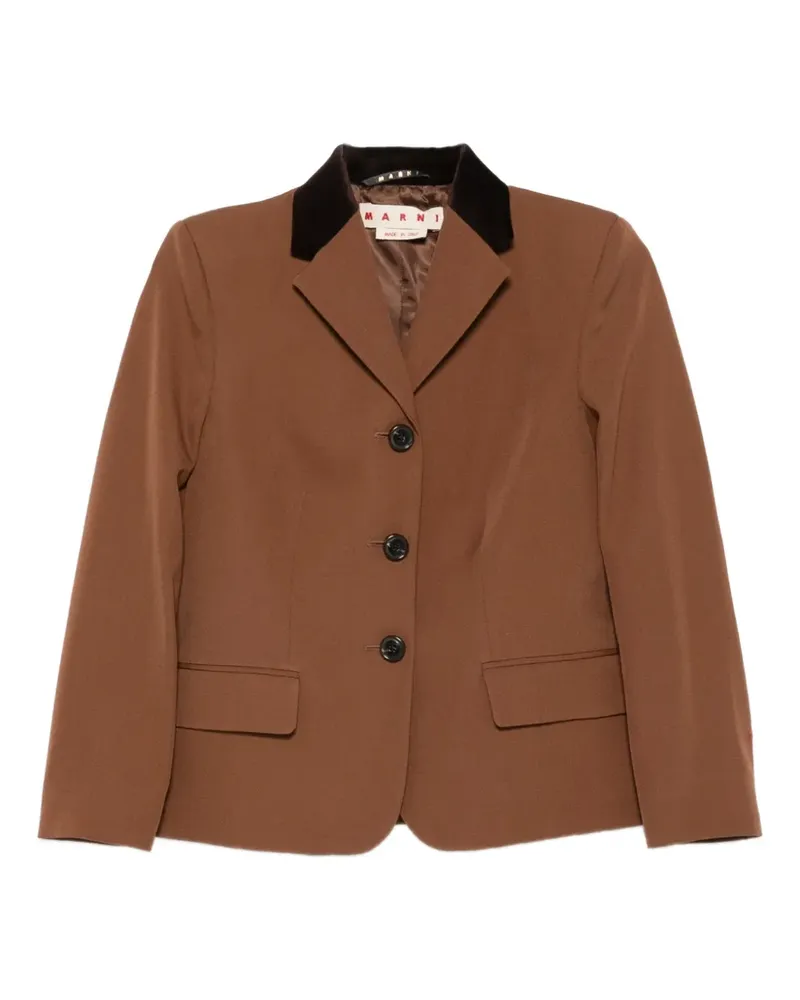 Marni Geknöpfter Blazer mit Samtkragen - Braun Braun