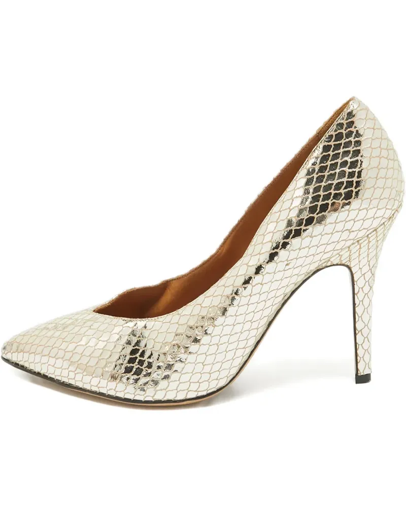 Isabel Marant Pumps aus Lackleder mit Schlangenleder 110mm - Gelb Gelb