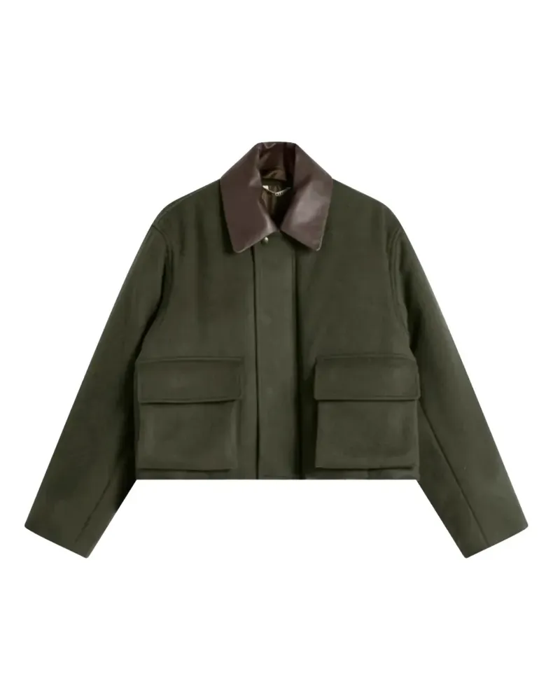 AURALEE Jacke mit Lederkragen - Grün Grün