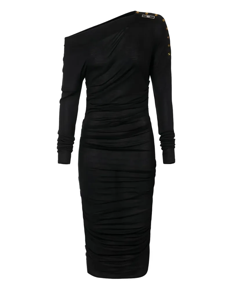 Elisabetta Franchi draping asymmetric jersey dress - Schwarz Schwarz