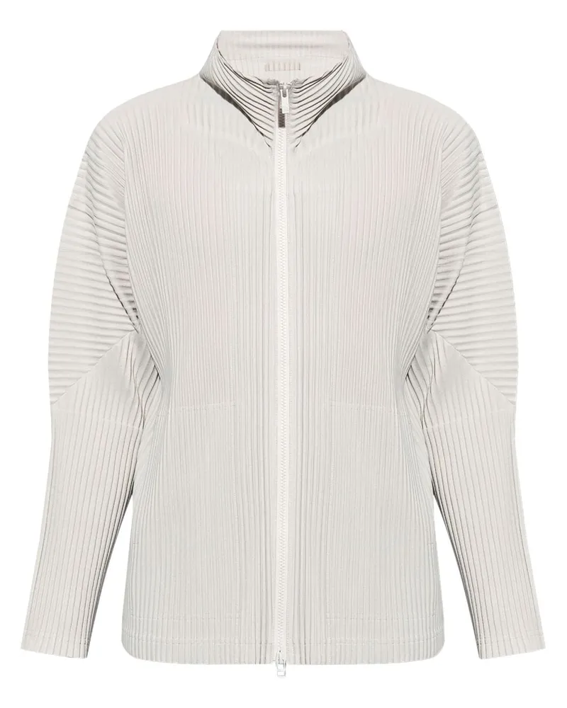Issey Miyake Plissierte Kapuzenjacke - Grau Grau