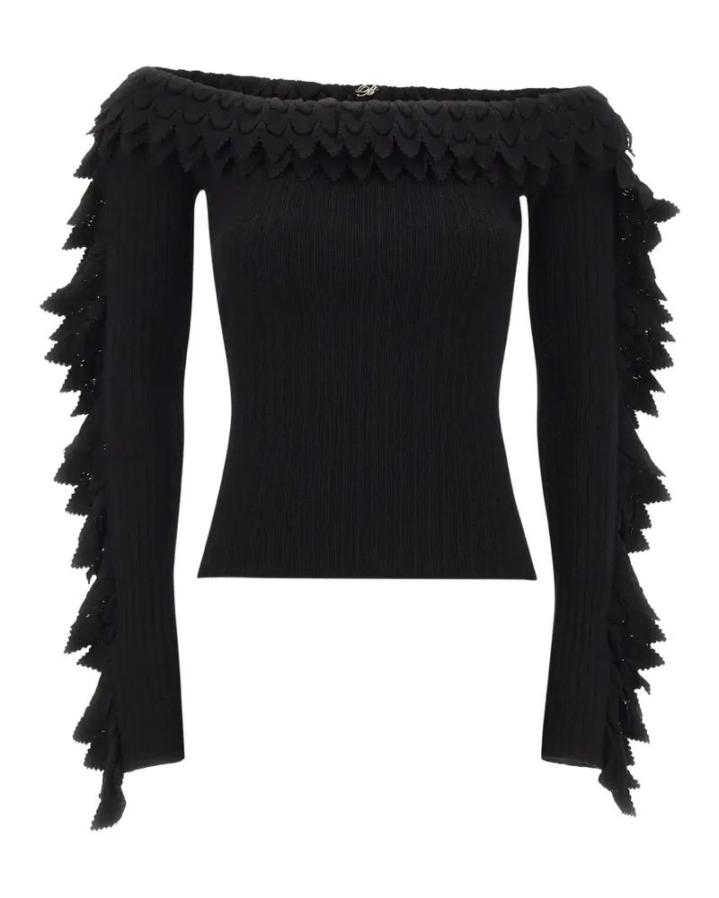 Blumarine ruffled off-shoulder sweater - Schwarz Schwarz