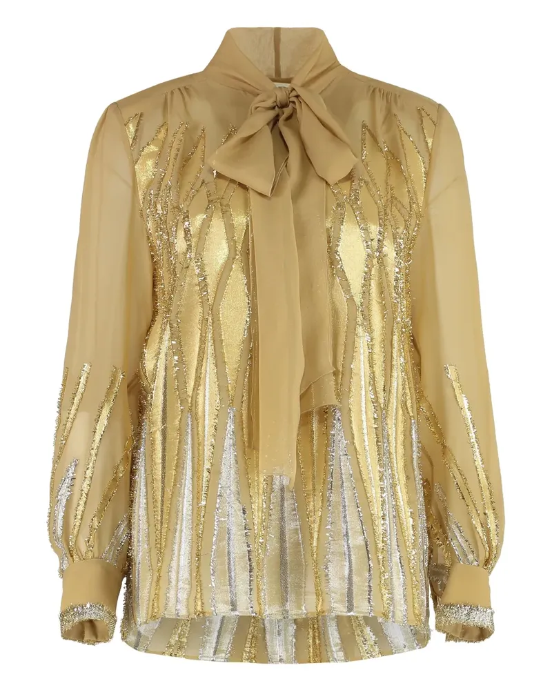 Alberta Ferretti Bluse mit Schleifenkragen - Gold Gold