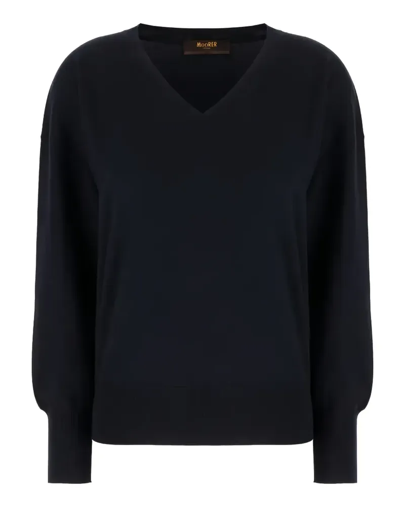 MOORER Varenna V-neck knit cashmere sweater - Blau Blau