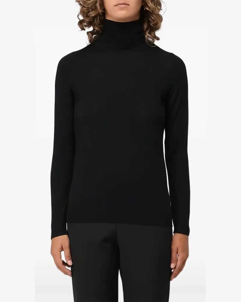 Maliparmi Rollkragen-Pullover mit Rosendetail - Schwarz Schwarz