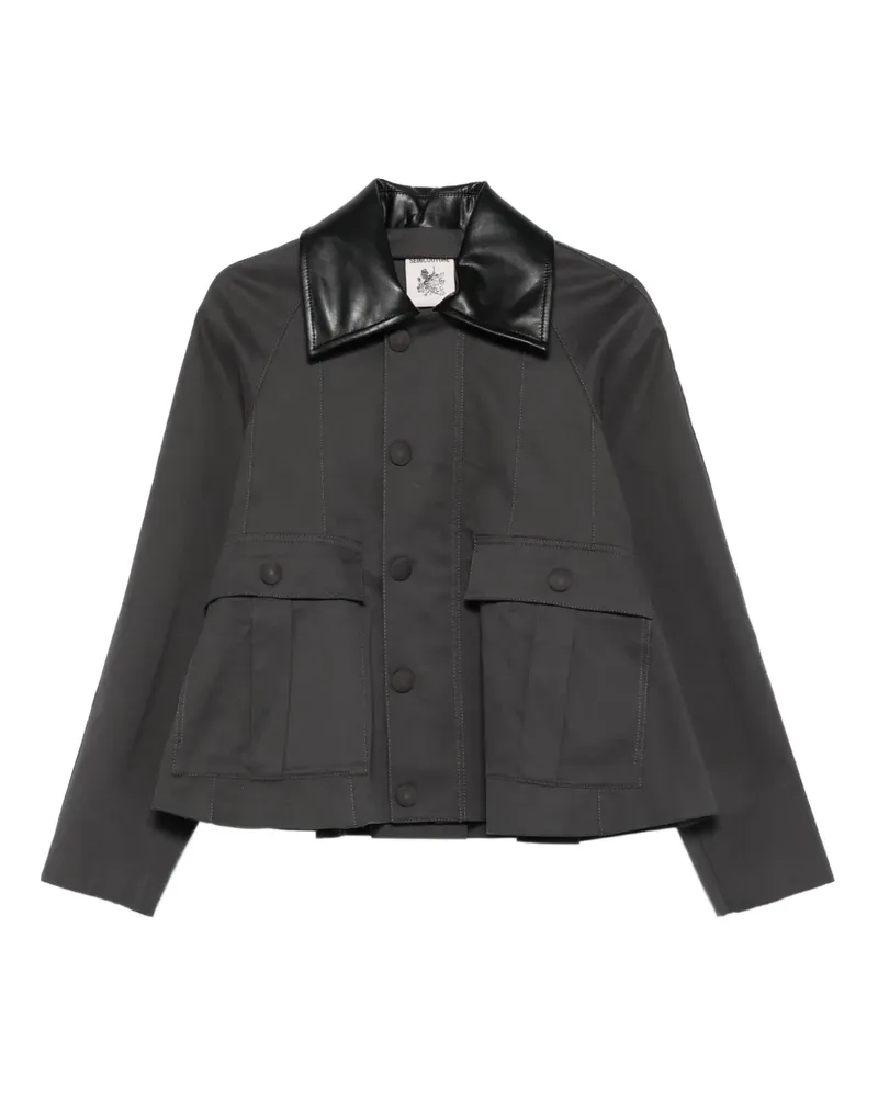 Semicouture Jacke mit Lederkragen - Grau Grau