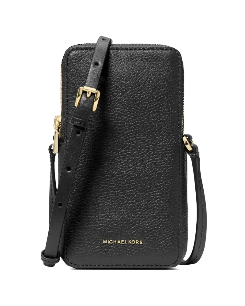 Michael Kors Kleine Jet Set Smartphone-Umhängetasche aus gekörntem Leder - Schwarz Schwarz