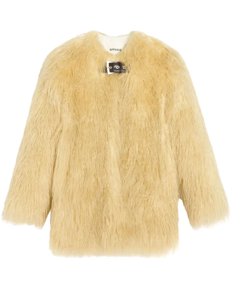 APPARIS Petra Mantel aus Faux Fur mit Schnallenverschluss - Nude Nude