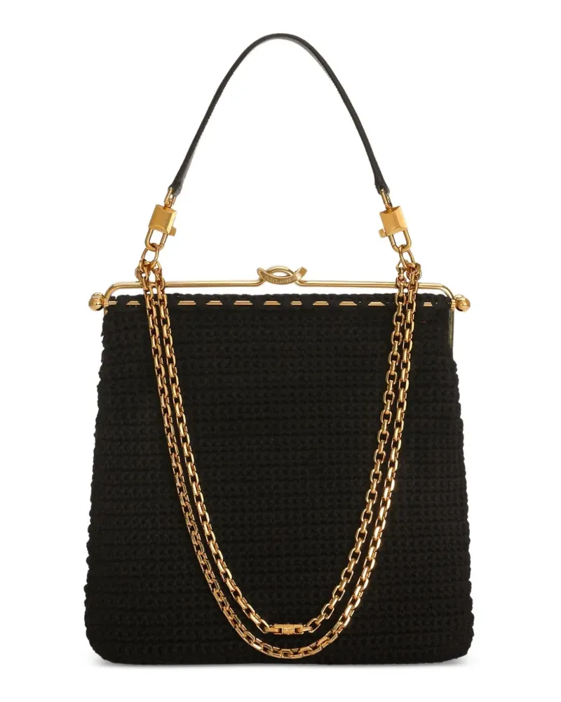 Dolce & Gabbana Dina Umhängetasche aus gehäkelter Baumwolle - Schwarz Schwarz