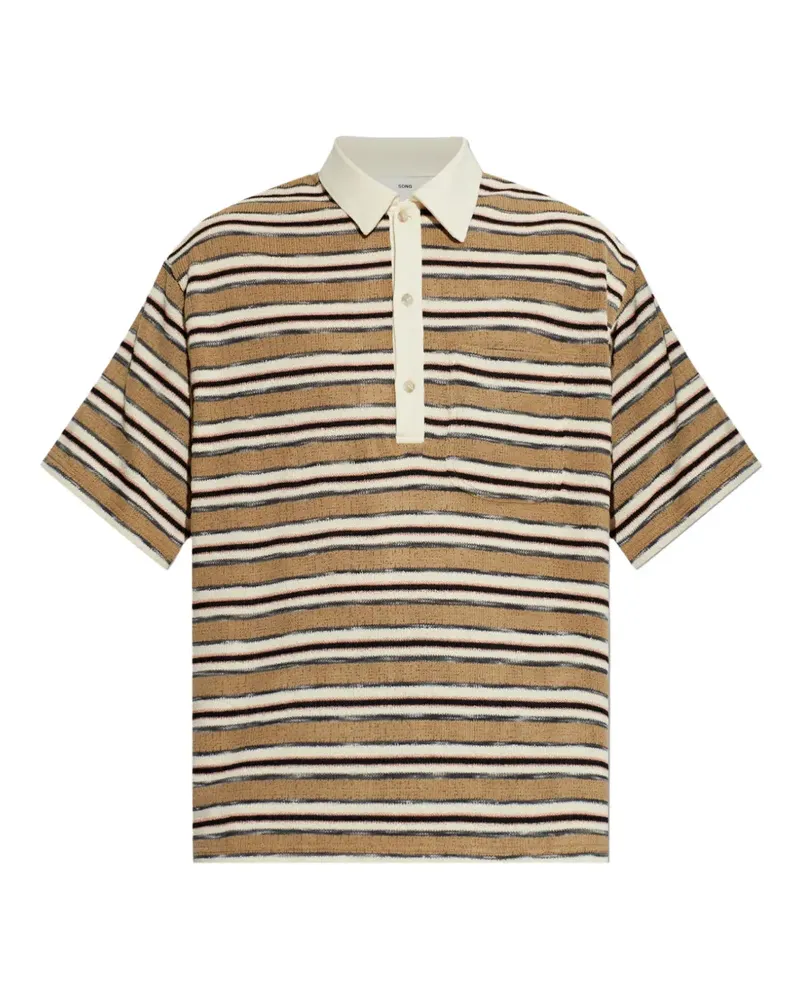 Song For The Mute striped short-sleeve polo shirt - Nude Nude