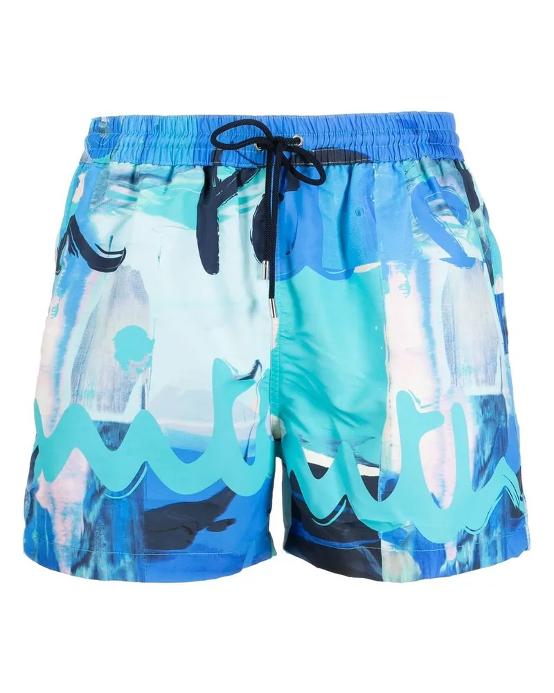 Paul Smith Badeshorts mit Logo-Print - Blau Blau