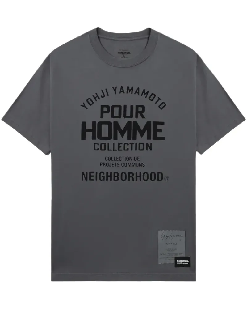 Yohji Yamamoto x Neighborhood T-Shirt mit Slogan-Print - Grau Grau