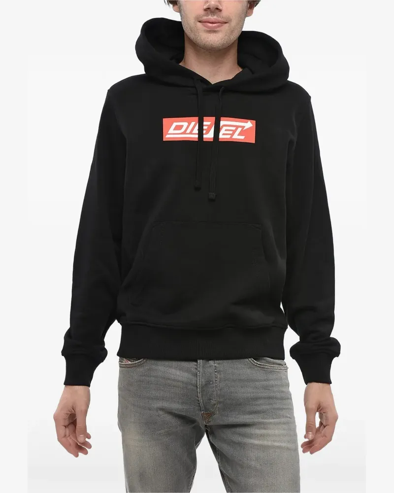 Diesel logo-print brushed hoodie - Schwarz Schwarz