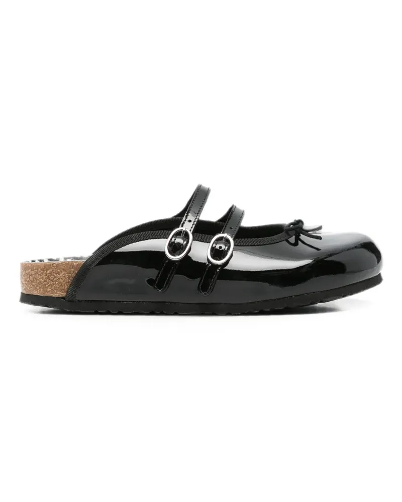 Birkenstock buckled patent-finish mules - Schwarz Schwarz