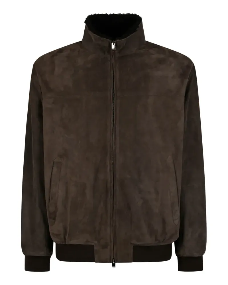 Canali Wildlederjacke mit Stehkragen - Braun Braun