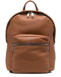 Ermenegildo Zegna Rucksack mit Logo-Schild Braun