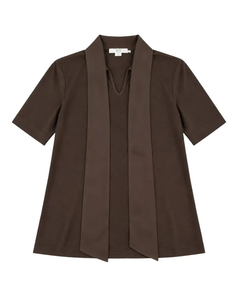Seventy Bluse aus Seide mit Schaldetail - Braun Braun