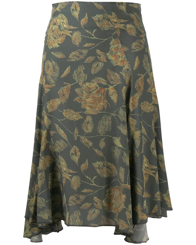 Charlotte Knowles Midirock mit Blumen-Print - Grün Grün