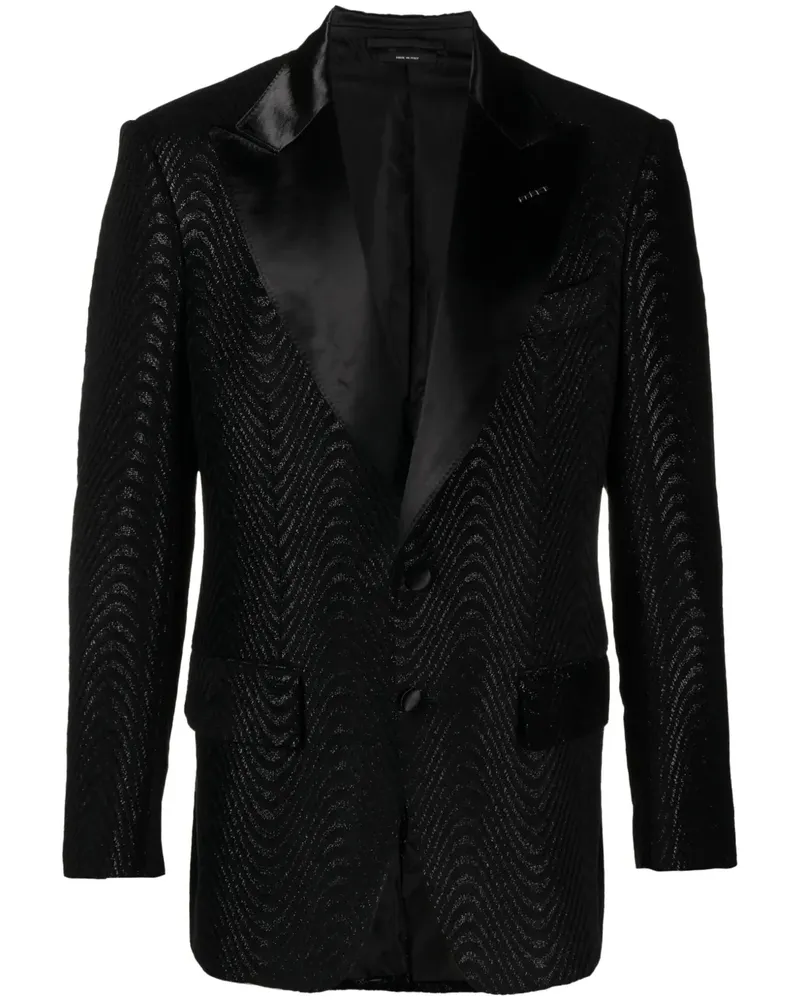 Tom Ford Atticus Sakko mit Jacquardmuster - Schwarz Schwarz