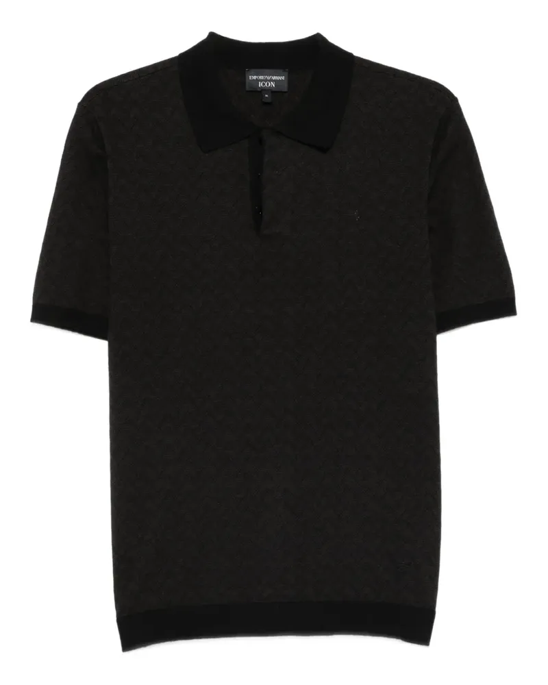 Emporio Armani Geometrisch gemustertes Poloshirt - Schwarz Schwarz