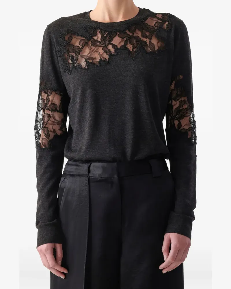 Jason Wu lace-detail T-shirt - Grau Grau