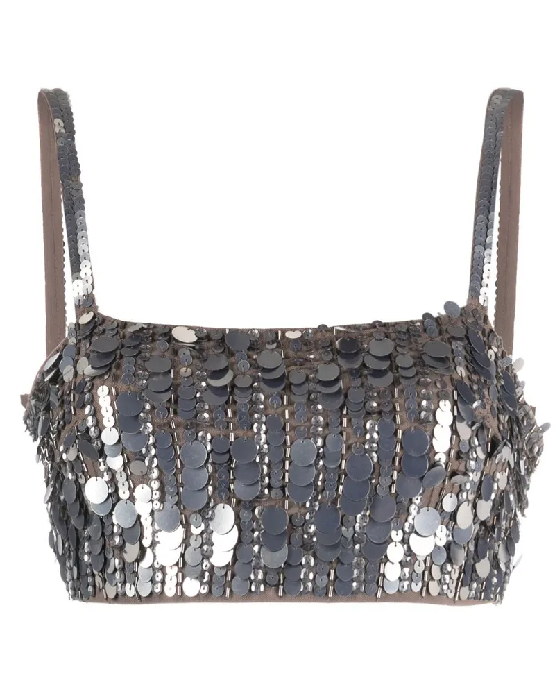 P.A.R.O.S.H. Cropped-Top mit Pailletten - Braun Braun