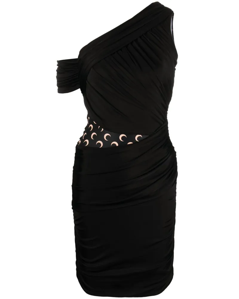 Marine Serre Drapiertes One-Shoulder-Kleid - Schwarz Schwarz