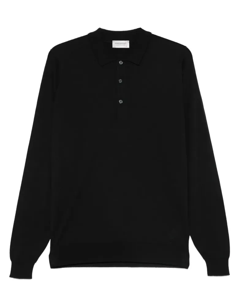 John Smedley long-sleeved polo shirt - Schwarz Schwarz