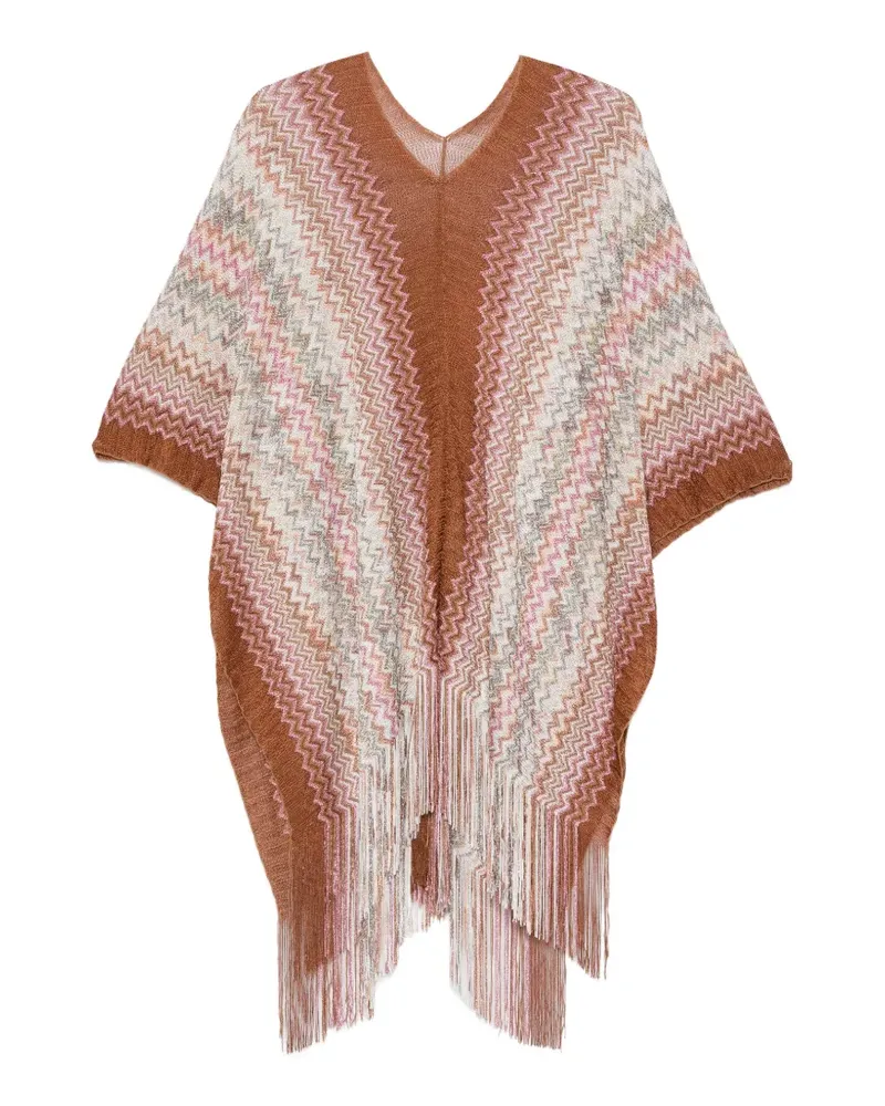Missoni Poncho mit Fransensaum - Braun Braun