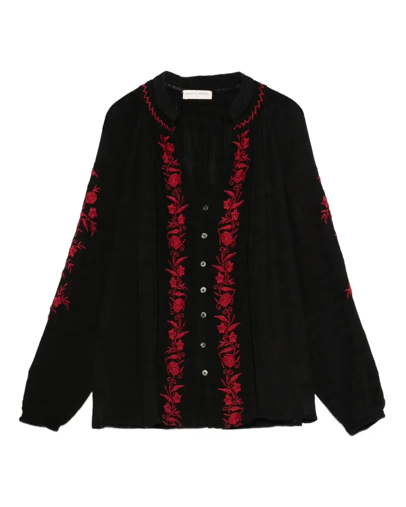 MAISON HOTEL floral-embroidered cotton blouse - Rot Rot